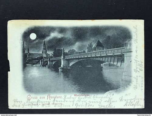 Ansichtskarte Mondscheinkarte Gruss aus Konstanz - 1898