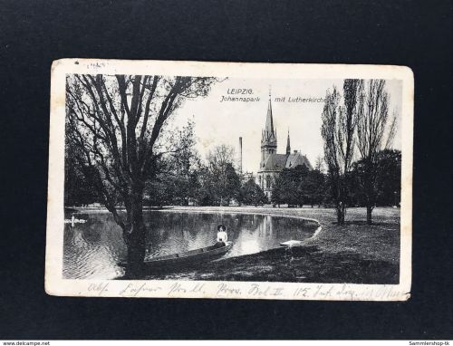 Ansichtskarte Leipzig Johannapark mit Lutherkirche - Feldpost 26.10.1916