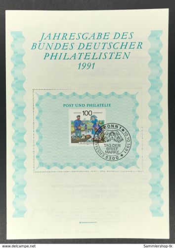 Bundesrepublik Deutschland Jahresgabe Bund Deutscher Philatelisten 1991
