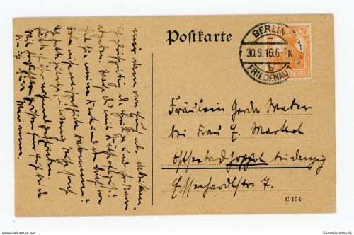 Deutsches Reich Postkarte Germania Einzelfrankatur Berlin - Friedenau 1916