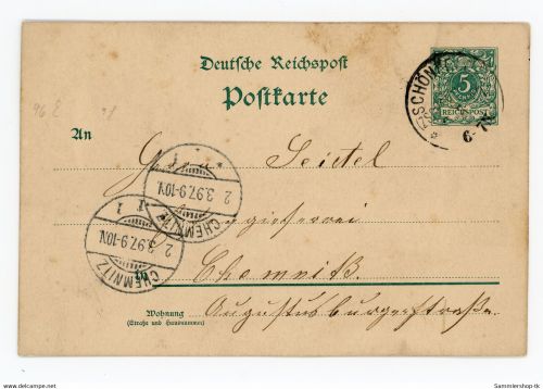 Ganzsache Dt. Reich 1897 nach Chemnitz