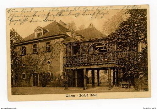 Ansichtskarte Weimar Schloß Tiefurt - gelaufen