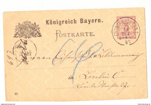 Ganzsache Bayern gestempelt Fronthausen