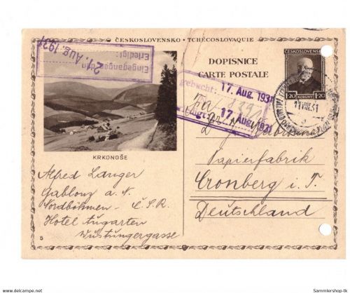Ganzsache Tschechoslowakei 1931