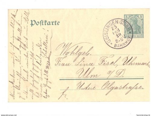 Ganzsache DR P78 gebraucht nach Ulm