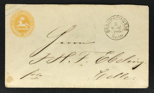 Braunschweig Ganzsache U4A Braunschweig nach Celle 1865 (Nachts)
