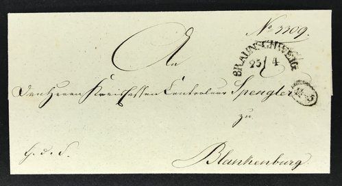 Vorphila Braunschweig - Dienstbrief Braunschweig n. Blankenburg