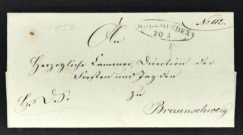 Braunschweig / Holzminden Schnallenstempel Dienstbrief nach Braunschweig 1850