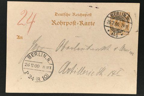 Dt. Reich Ganzsache Rohrpostkarte 1900