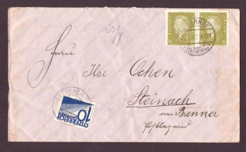 Deutsches Reich Brief Oberhof - Steinach 1932 postlagernd
