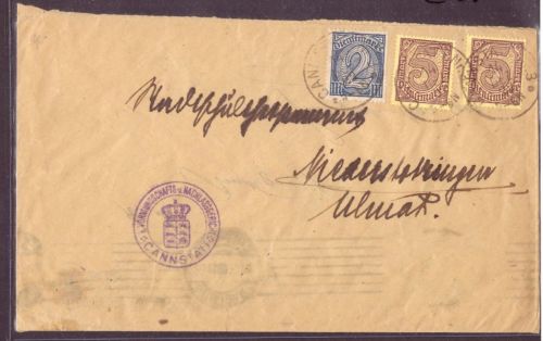 Deutsches Reich Dienst Vormundschaft u. Nachlassgericht Cannstatt 1922