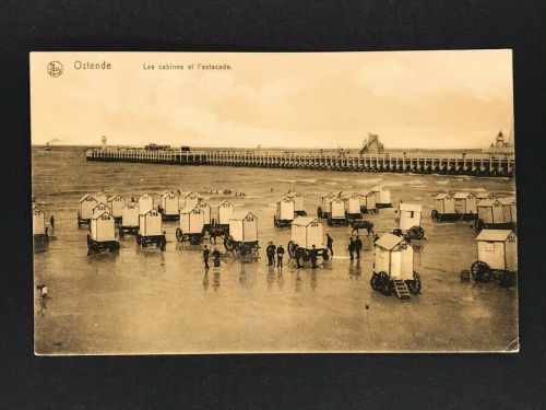 Ansichtskarte Ostende - Les Cabines et l *estacade Feldpost 1915