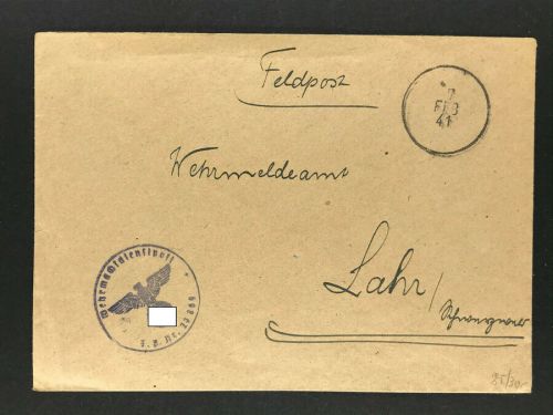 Dt. Reich Feldpost Beleg 7.2.1941, Feldpost Nr. 29869 an Werhmeldeamt Lahn