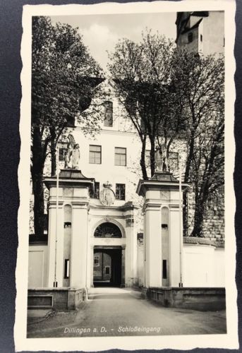 Echtfoto Ansichtskarte Dillingen a.D. Schloßeingang