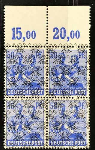 Alliierte Besetzung BiZone Mi.Nr. 48 II POR dgz 4er Block postfrisch