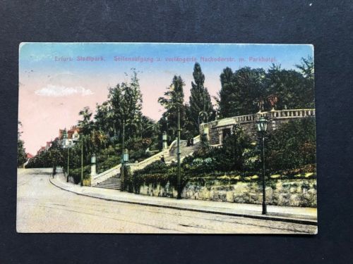 AK Erfurt Stadtpark Seitenaufg. Verlängerte Nachoderstr. Mit Parkhotel 1910