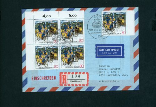 FDC Bund Michel Nummer 1337 - Lufpost Einschreiben Bonn nach Australien