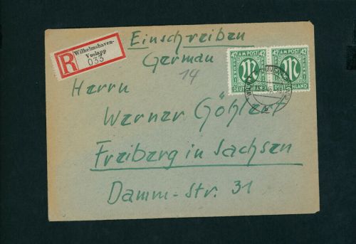 Alliierte Besetzung Mehrfachfrankatur Michel Nummer 42 Einschreiben 1946