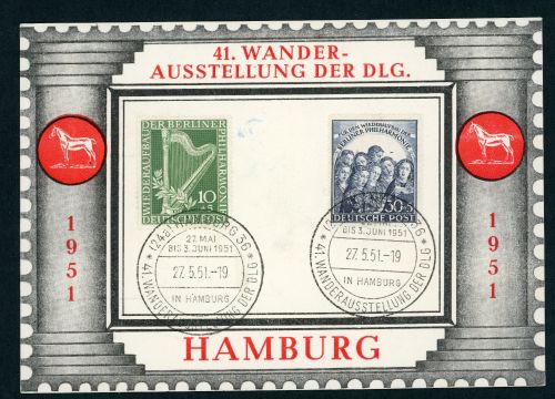 Berlin Michel Nummer 72+73 Gedenkkarte Austellung der DLG Hamburg 1951
