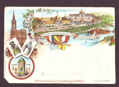 Deutsches Reich Ansichtskarte Industrie und Gewerbe Ausstellung Strassbourg 1895