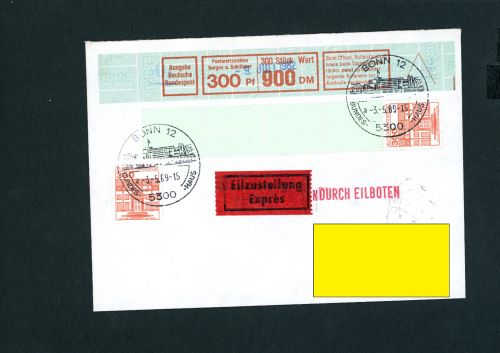 Bund Michel Nummer 1143 Mehrfachfrankatur Rollenende + Banderole