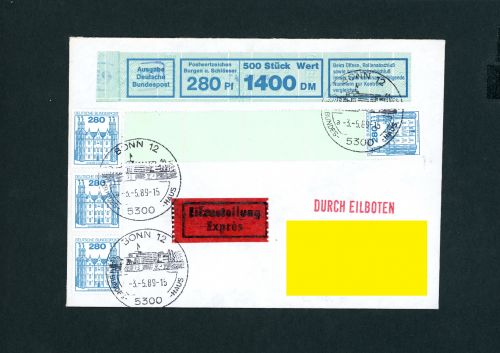 Bund Michel Nummer 1142 Mehrfachfrankatur Rollenende + Banderole