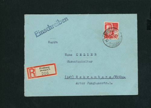Alliierte Besetzung Franz. Zone Baden Einzelfrankatur Michel Nr. 36 Freiburg