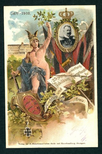 Ansichtskarte 25 jähriges Jubiläum Württembergischer Kriegerbund Stuttgart 1902