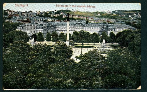 Ansichtskarte Stuttgart Schlossplatz mit neuem Schloss - Prägekarte