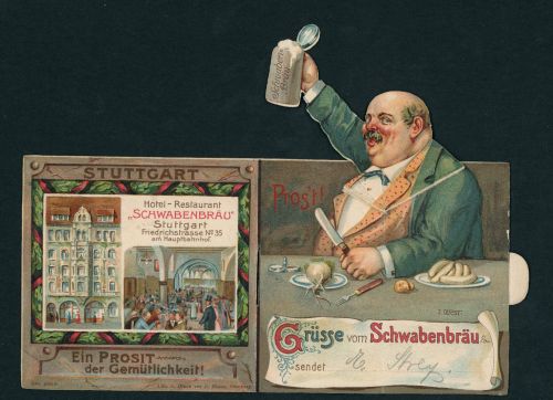 Ansichtskarte Hotel Restaurant Schwabenbräu - mechanische Karte Stuttgart