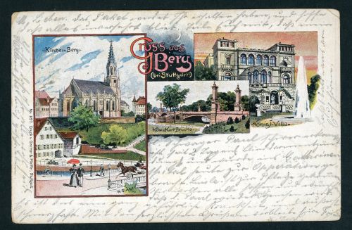 Ansichtskarte Gruss aus Berg bei Stuttgart 1900