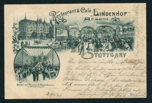Ansichtskarte Restaurant und Cafe Lindenhof Stuttgart 1898