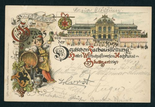 Ansichtskarte Stuttgart Deutsche Fachausstellung Hotel und Wirtschaftswesen 1897
