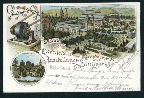 Ansichtskarte Stuttgart Elektricitäts & Kunstgewerbe Austellung 1896