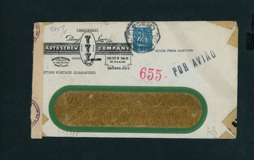 Portugal Luftpostbrief Lisabon n. USA , Zensur Dt. Reich + Zensur USA 1939