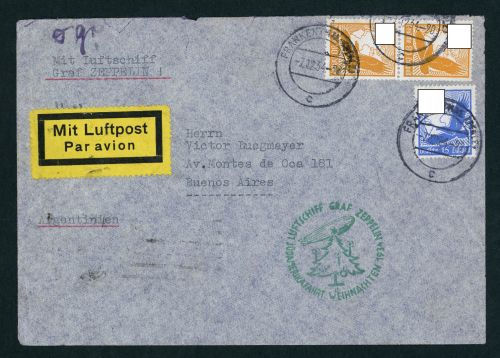 DR Zeppelin Graf Zeppelin Mischfrankatur Mi.Nr. 936 - Südamerikafahrt 1934