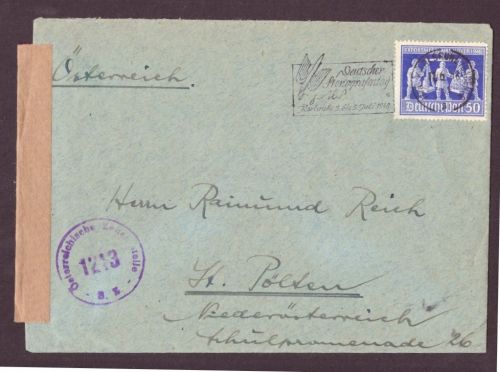 All. Besetzung BiZone Brief - Zensur - nach Österreich ( St. Pölten ) mit SST Karlsruhe 1948