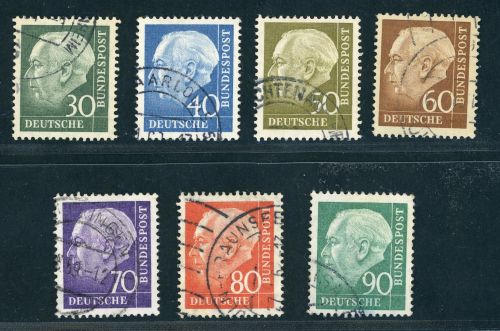 BRD Bund Heuss Michel Nummer 259 - 265x gestempelt