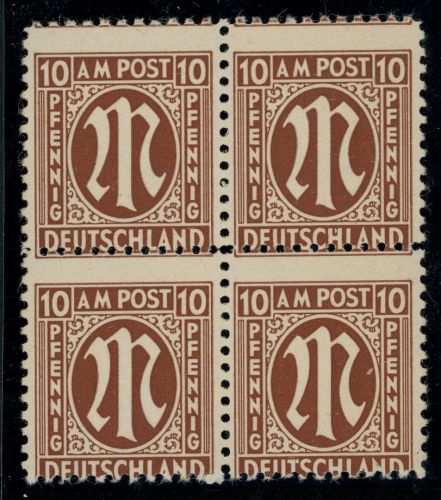 All. Besetzung Bizone AMPost Michel Nr. 6x postfrisch verzähnt 4er Block