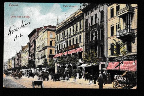 Ansichtskarte Berlin Unter den Linden Café Victoria 1906 nach Paris