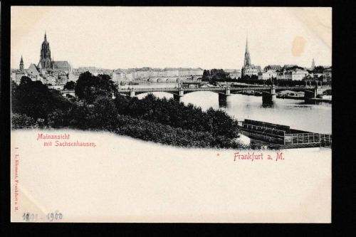 Ansichtskarte Frankfurt am Main - Mainansicht mit Sachsenhausen / 1899 - 1900