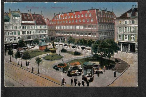 Ansichtskarte Elsass Straßburg Gutenbergplatz - 1918 beschrieben