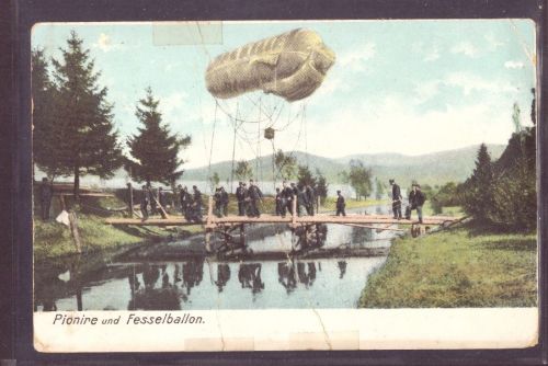 Ansichtskarte Schweiz Armee Pioniere und Fesselballon 1917