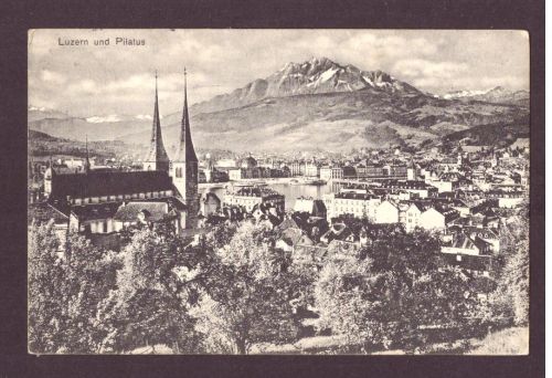 Ansichtskarte Luzern und Pilatus 1911 nach Jersey