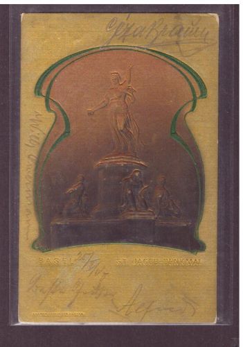 Ansichtskarte Schweiz Basel St. Jacob Dankmal ( Gold ) 1897 nach Breslau