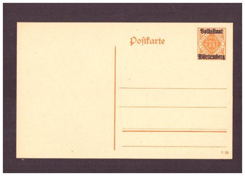 Württemberg Dienst Ganzsache Volksstaat ungebraucht