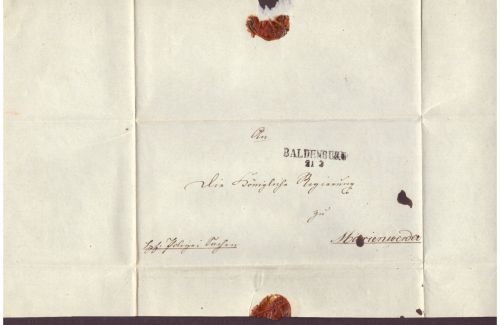 Vorphilatelie Briefhülle Baldenburg nach Marienwerder