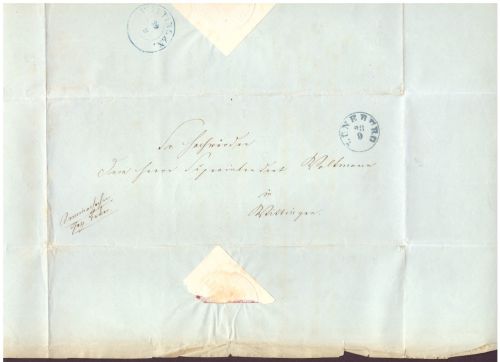 Dienstbrief Lüneburg 1855 nach Wittingen