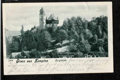Ansichtskarte Gruss aus Kempten - Burghalde - 1904 nach Reuth