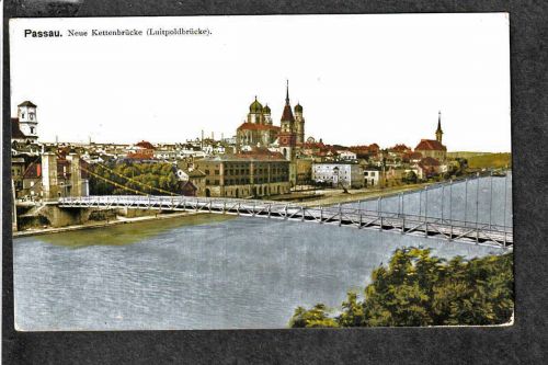 Ansichtskarte Passau - Kettenbrücke / Luitpoldbrücke - 1912 nach Wien Österreich